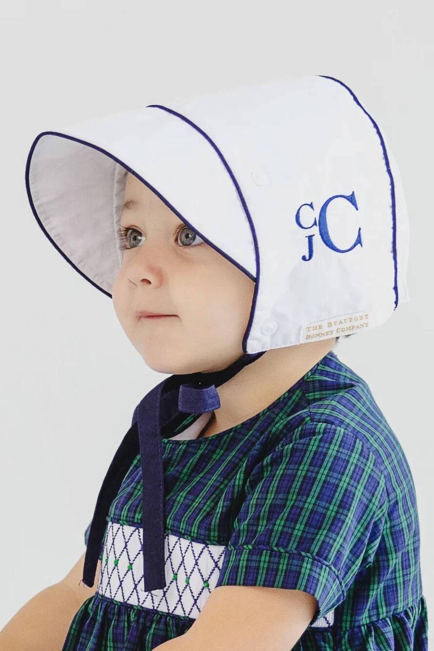 NEW BEAUFORT BONNET boy's barringer bonnet in white/navy